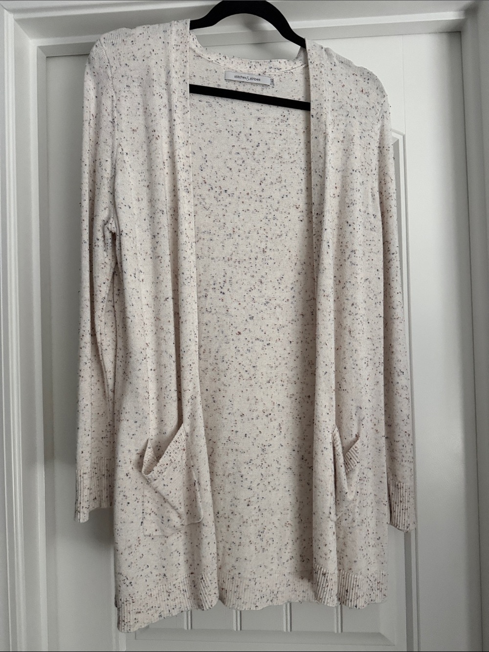 Stitches & Stripes Cream Speckled Open-Front Cardigan